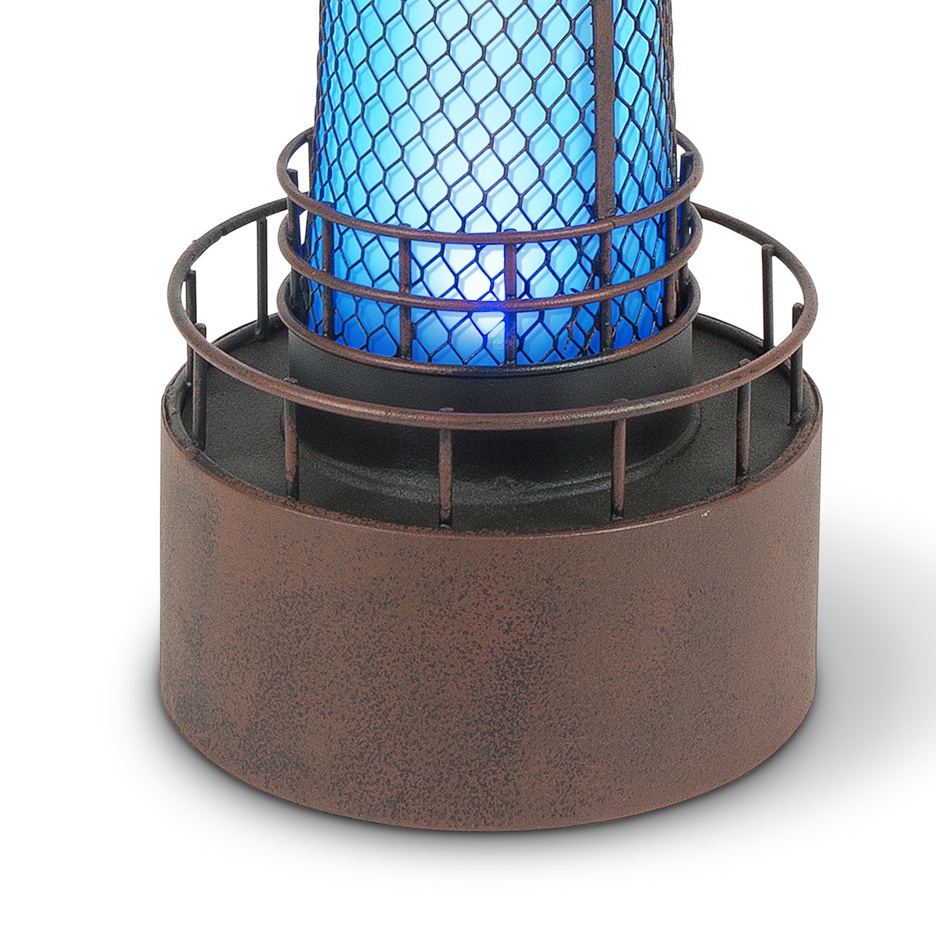 21 Inch Garden Blue Solar LED Metal Lighthouse
